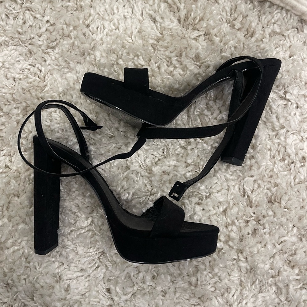 NWOT ASOS Design Black Platform Block Heel Sandals